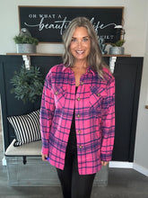 Load image into Gallery viewer, Vintage Flannel Plaid Shirtet – Fuschia & Navy