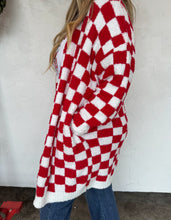 Load image into Gallery viewer, Cloud Soft Cardi-Red and White Check
