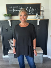Load image into Gallery viewer, Sheer Layered High Low Top-Black