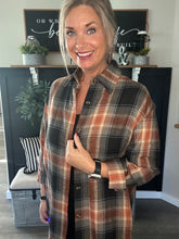 Load image into Gallery viewer, Long Plaid Flannel Shirt Jacket – Women’s Oversized Button-Down Shacket