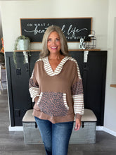 Load image into Gallery viewer, Stripes & Leopard Oversized Color Block Hoodie