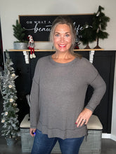 Load image into Gallery viewer, Oversized Waffle Top-Charcoal