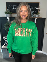 Load image into Gallery viewer, Leopard Merry Crewneck-Kelly Green