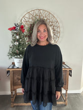 Load image into Gallery viewer, Chiffon Peplum Top-Black