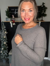 Load image into Gallery viewer, Oversized Waffle Top-Charcoal