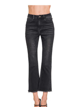 Load image into Gallery viewer, High Rise Straight Raw Hem Cropped Denim Pants-Black Wash