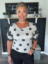 Load image into Gallery viewer, Ruffle Sleeve Dot Top-Heather Gray