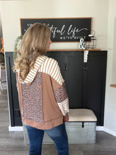 Load image into Gallery viewer, Stripes & Leopard Oversized Color Block Hoodie