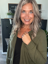 Load image into Gallery viewer, Waffle Cardigan- Olive