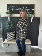 Load image into Gallery viewer, Black & Gray Fleece Sherpa Shacket – Cozy Women’s Oversized Shirt Jacket