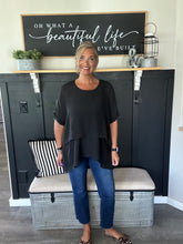 Load image into Gallery viewer, Sheer Layered High Low Top-Black