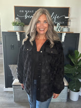 Load image into Gallery viewer, Checker Sherpa Shacket-Black