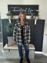 Load image into Gallery viewer, Black & Gray Fleece Sherpa Shacket – Cozy Women’s Oversized Shirt Jacket