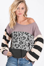 Load image into Gallery viewer, Stripes and Color Block Top-Gray