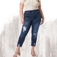 Load image into Gallery viewer, High-Rise Denim Ankle Joggers-Curvy