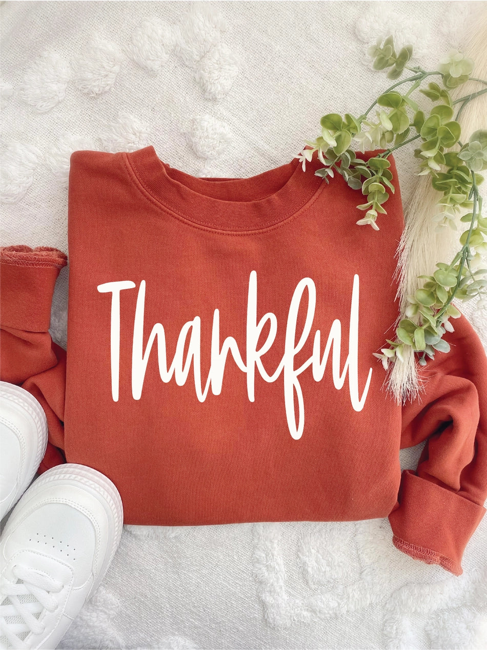 Thankful Sweatshirt-Burnt Orange