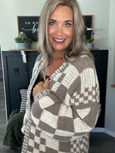 Load image into Gallery viewer, Chunky Oversized Mocha Checkered Cardi
