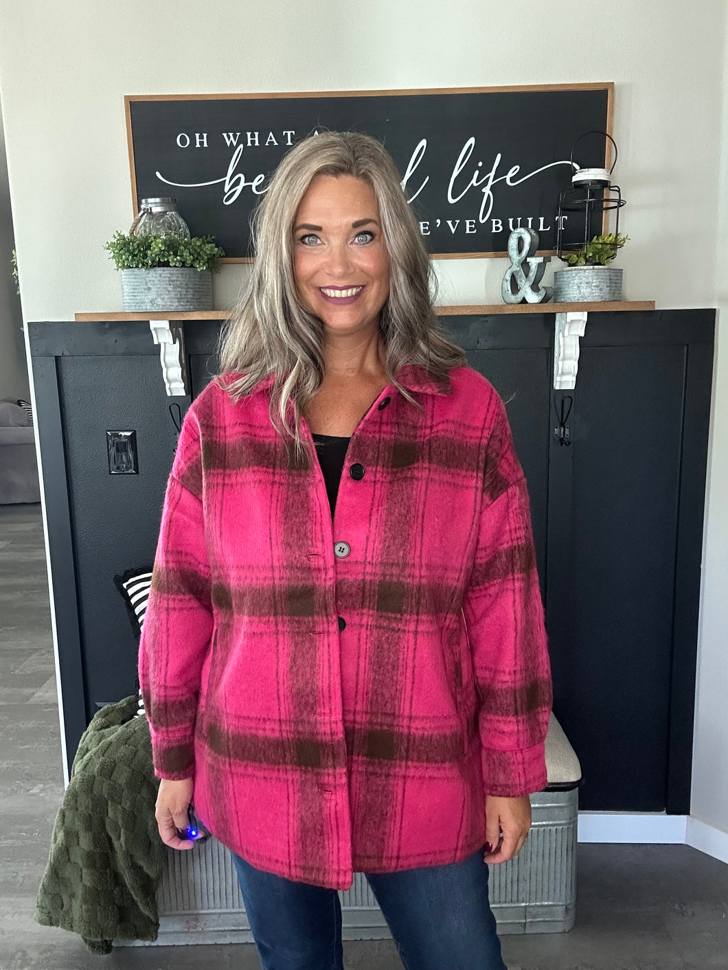 Soft Wool Oversized Jacket-Pink