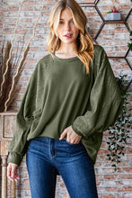 Load image into Gallery viewer, Olive Lace Contrast Sleeve-Curvy
