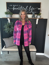 Load image into Gallery viewer, Vintage Flannel Plaid Shirtet – Fuschia &amp; Navy
