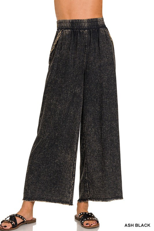 Washed Linen Wide Leg Pants