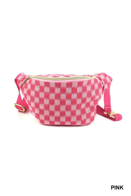 Checkered Sling Bag-Pink