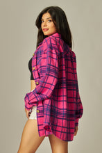 Load image into Gallery viewer, Vintage Flannel Plaid Shirtet – Fuschia &amp; Navy
