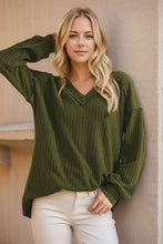 Load image into Gallery viewer, Puff Sleeve Rib Top-Olive
