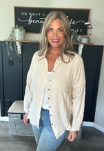 Load image into Gallery viewer, Double Gauze Oversized Raw Edge Shirt-Sand Beige
