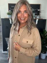 Load image into Gallery viewer, Waffle Oversized Shacket-Taupe
