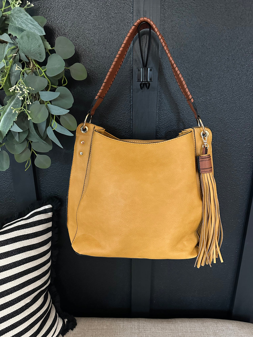 Tassel Hobo Bag-Mustard