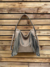Load image into Gallery viewer, Fringe Hobo Purse-Gray
