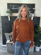 Load image into Gallery viewer, Cashmere Contrast Stitch Top-Rust
