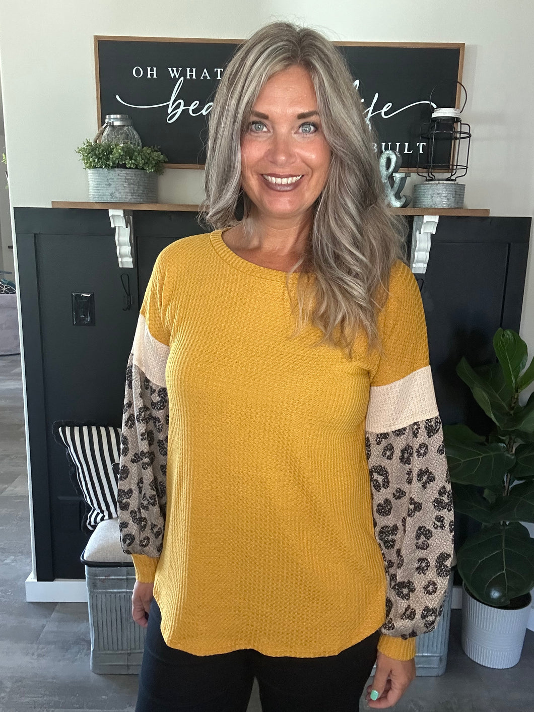 Mustard Waffle Top