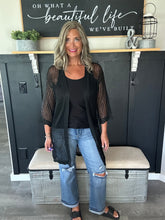 Load image into Gallery viewer, Crochet Tie Kimono-Black
