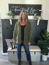 Load image into Gallery viewer, Pointelle Cardigan-Olive
