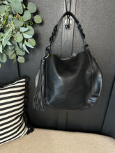 Load image into Gallery viewer, Large Tassel Hobo w/ Braided Handle-Black
