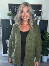 Load image into Gallery viewer, Pointelle Cardigan-Olive
