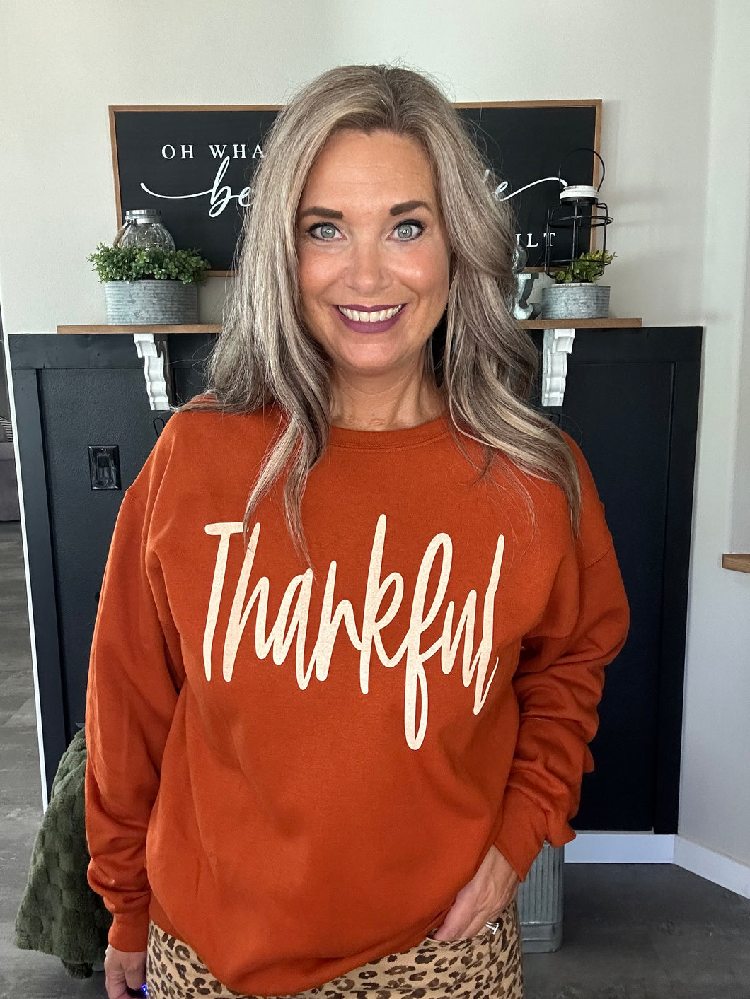 Thankful Sweatshirt-Burnt Orange