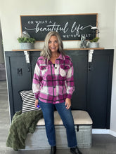 Load image into Gallery viewer, Plum Plaid Fleece Shacket
