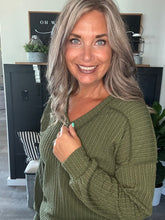 Load image into Gallery viewer, Puff Sleeve Rib Top-Olive
