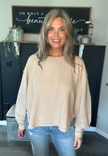 Load image into Gallery viewer, Ash Mocha Acid Washed Pullover - Women's Ribbed Sweatshirt
