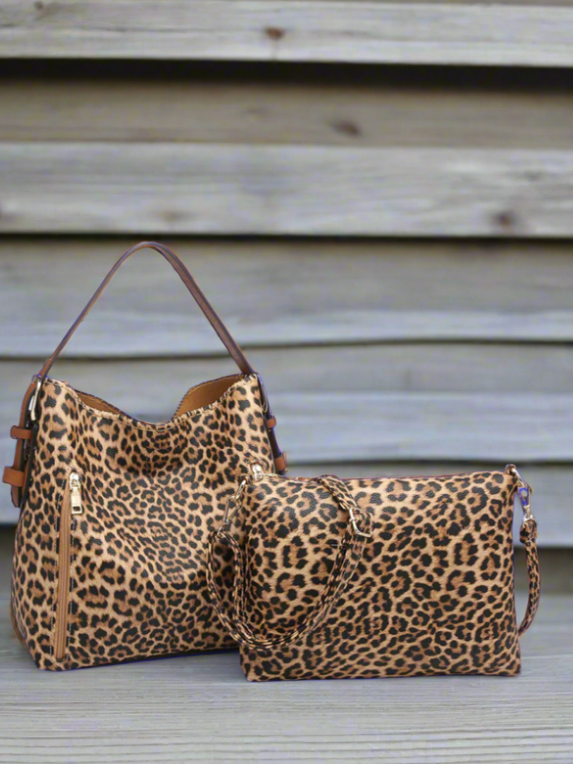 Leopard 2 in 1 Hobo Handbag