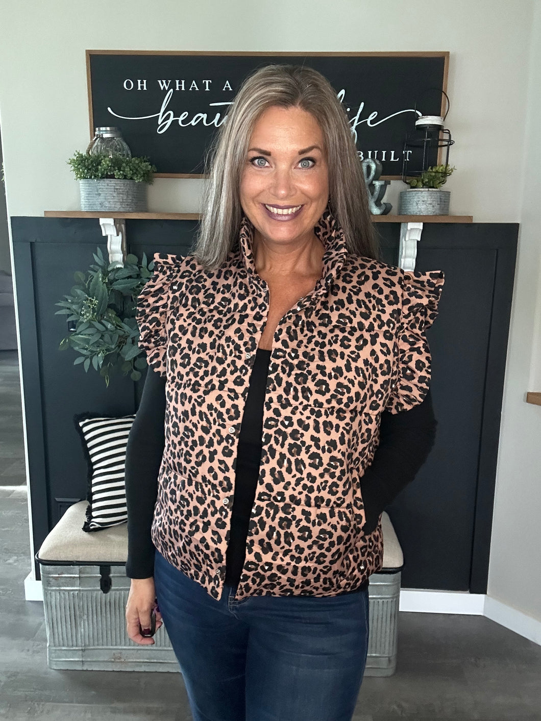 Clare Leopard Vest