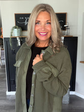Load image into Gallery viewer, Olive &amp; Easy Ribbed Shacket
