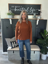 Load image into Gallery viewer, Cashmere Contrast Stitch Top-Rust
