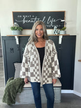 Load image into Gallery viewer, Chunky Oversized Mocha Checkered Cardi
