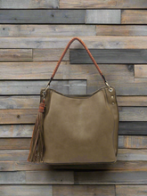 Load image into Gallery viewer, Tassel Hobo Bag-Olive
