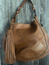 Load image into Gallery viewer, Large Tassel Hobo w/ Braided Handle-Camel
