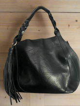 Load image into Gallery viewer, Large Tassel Hobo w/ Braided Handle-Black
